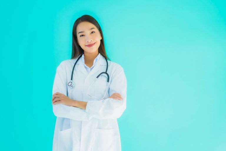 Portrait beautiful young asian doctor woman with stethoscope
